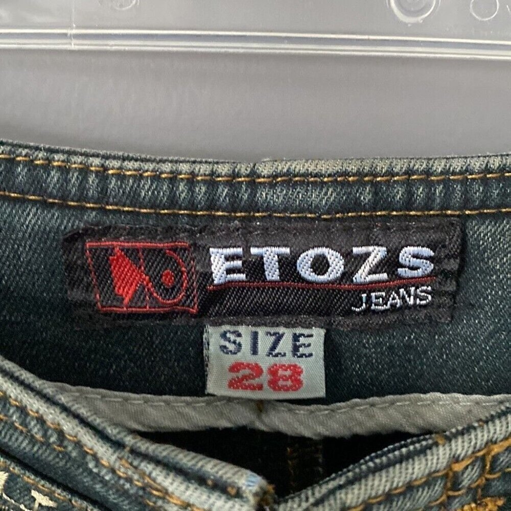 Y2K Embroidered Waist Flare Jeans Sz 28 McBling Indie Sleaze Festival Denim - Picture 7 of 15